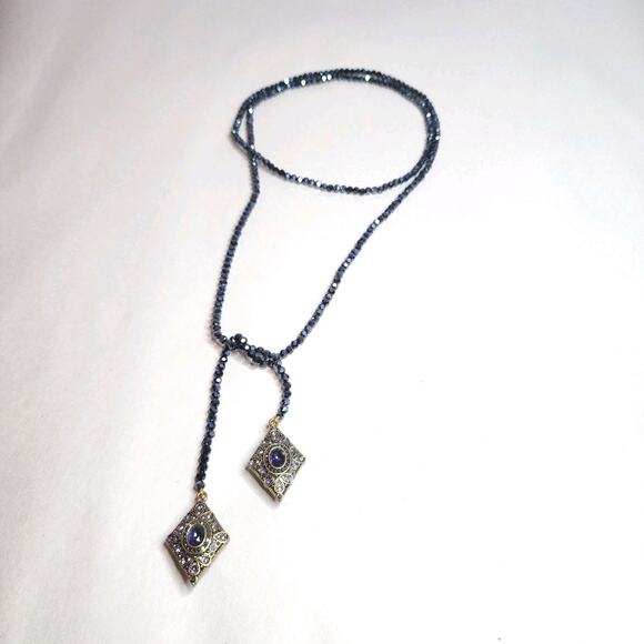 HEIDI DAUS Necklace Crystal Trilo Beaded Lariat New $259 Layering Tanzanite - Picture 3 of 7